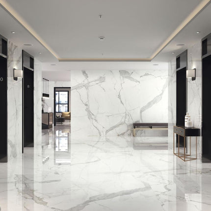 Marmerlook vloertegel 120x120 Statuario glans