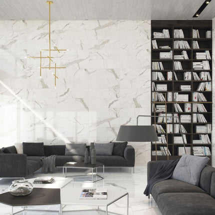 Marmerlook vloertegel 60x60 Statuario glans