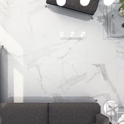 Marmerlook vloertegel 75x75 Statuario glans