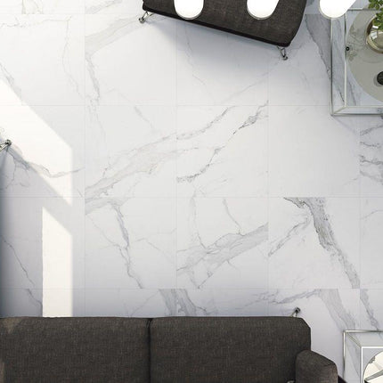 Marmerlook vloertegel 75x75 Statuario mat