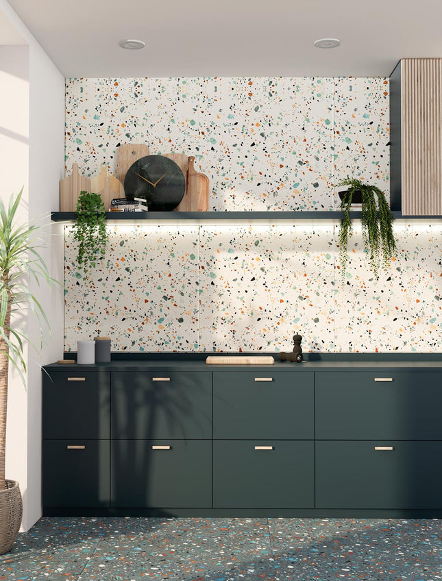 Terrazzo look vloertegel 60x60 Gobi Nero