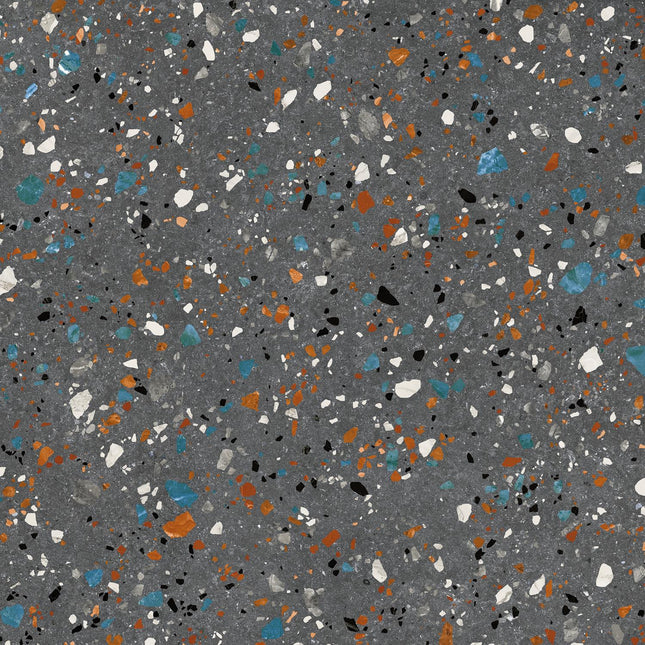 Terrazzo look vloertegel 60x60 Gobi Nero